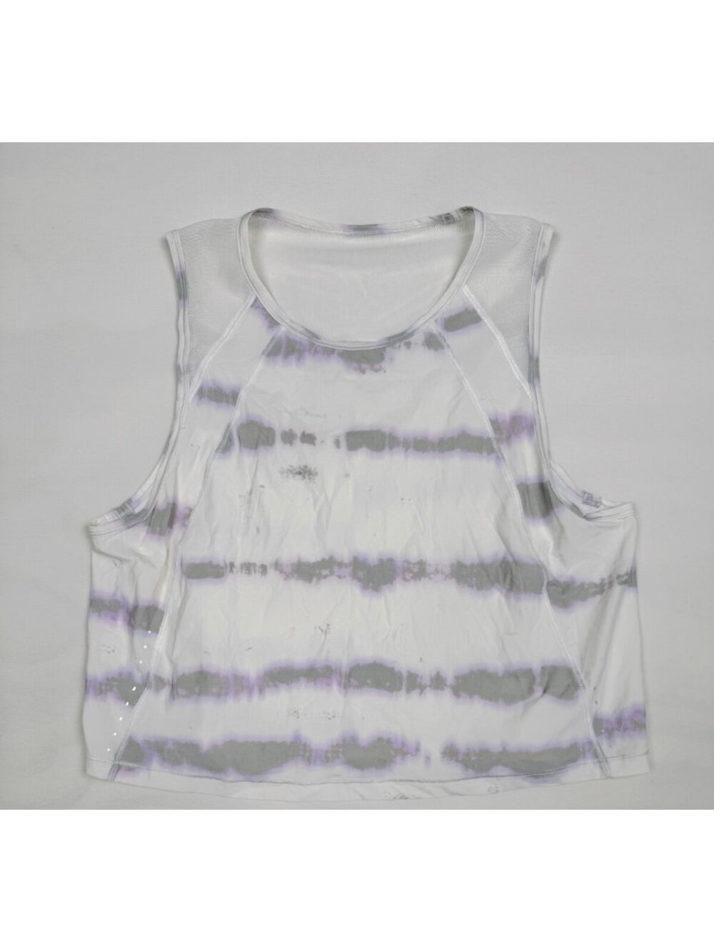 Lululemon Sculpt Cropped Tank Back Vent White Gray Lavender Tie-Dye Approx 6